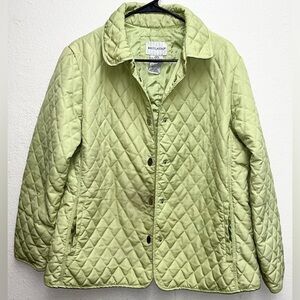 White Stag Womens Medium Light Lime Quilted Snap Up Jacket Lightweight